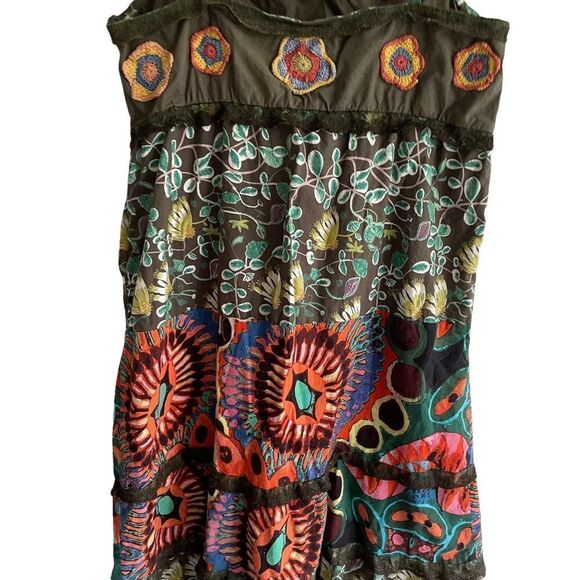 DESIGUAL Boho Cotton Sleeveless Printed Mini Dress Multicolour L - Picture 2 of 10